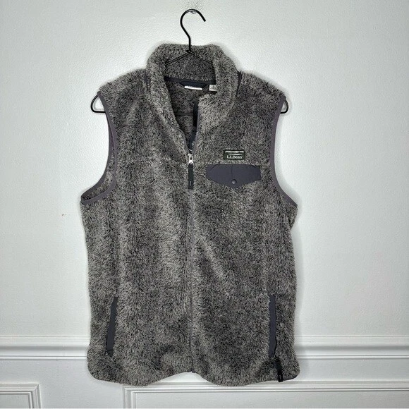 L.L.Bean Hi Pile Fleece Alloy Grey Vest Womens L eBay