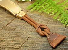 Kestenmade NOS Vintage Watch Band 16mm Leather & Gold Filled Deployment Clasp