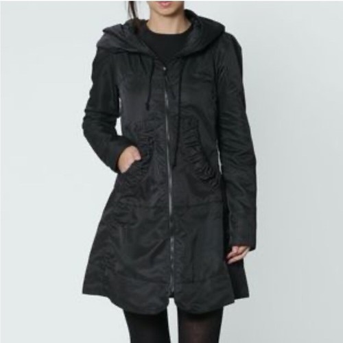 PRAIRIE UNDERGOUND Black Raincoat Jacket Women Cloak Hood Organic Cotton Large - Picture 2 of 16