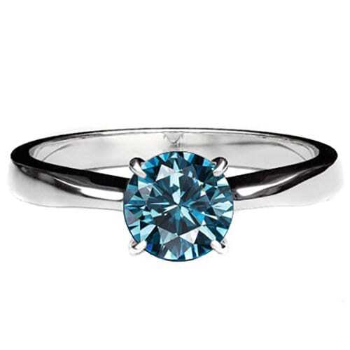 1/4 Ct Columbia Blue Diamond Engagement Ring 14Kt Solid Gold Diamonds Size 7 - Picture 2 of 4