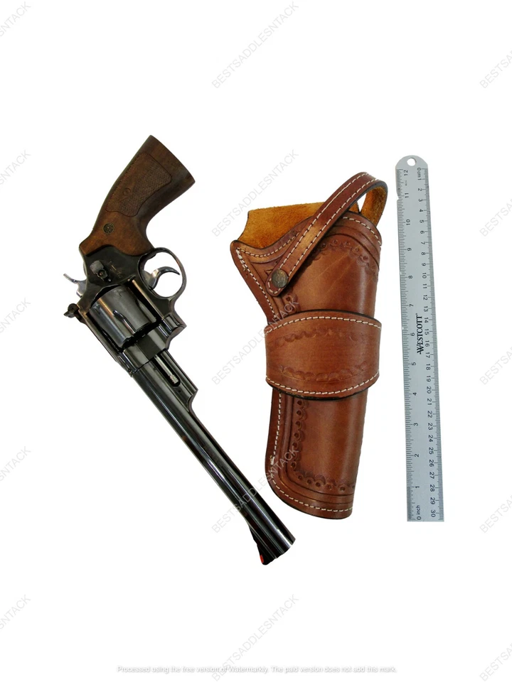 FUNDA UNIVERSAL AJUSTE PISTOLA CUBIERTA SOPORTE REVÓLVER FONDO ABIERTO CUERO MECANIZADO Foto 4 de 4