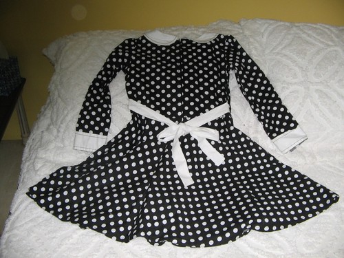 Girls Party Dress Old Fashions Style Size 7 ? Black & White Polka Dot Mikko Kids - Picture 8 of 9