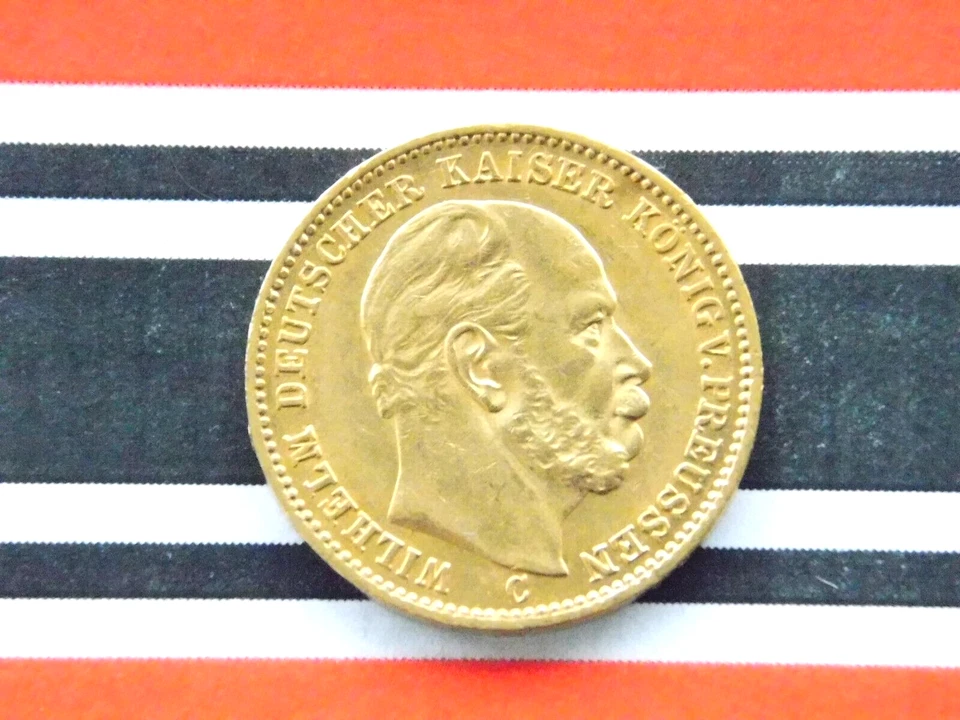 GERMAN 20 Mark 1874 C PRUSSIA KAISER WILHELM I. 90% GOLD EMPIRE Coin WW1 + RARE+ - Image 2 of 4