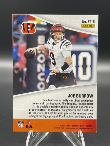 2022 Panini Donruss Elite Joe Burrow Full Throttle Insert #FT16 Bengals - Picture 2 of 2