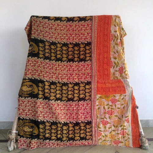 Vintage Reversible Kantha Quilt Indian Blanket Handmade Wholesale Lot 1pc Throw - Picture 15 of 35