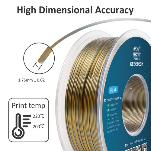 1KG/Roll Seide PLA GEEETECH 3D Drucker Filament Dual/Tricolor Gradient Shiny PLA - Afbeelding 11 van 45