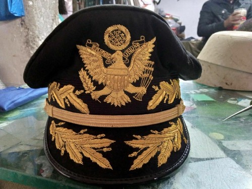 WWII USA General Douglas MacArthur Black Cap WW2 US Army Officers Hats - Picture 8 of 9