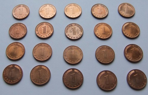 1 Pfennig IN Fior di Conio / Brillant uncirculated (Selezionare 1950 - 1969 D,F, - Foto 2 di 2
