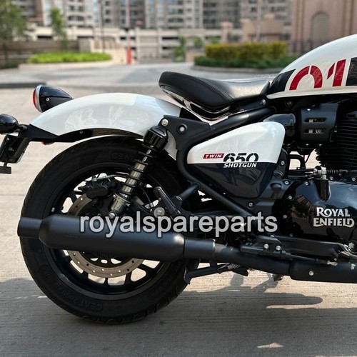 Fit For Royal Enfield Shotgun 650 "AEW TE 203 Exhaust Silencer Pair, Black" - Picture 8 of 9