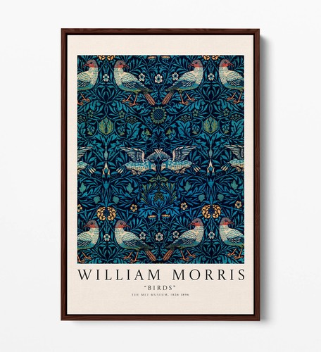 WILLIAM MORRIS, BIRDS PAINTING -FLOAT EFFECT FRAMED CANVAS ART PRINT - Picture 6 of 12