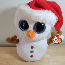 TY Beanie Boos - SCOOP the Snowman (Glitter Eyes) (Medium 9 inch) -MWMTs Boo Toy