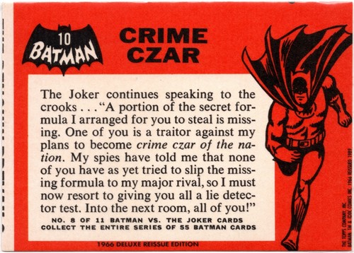 Batman 1989 Topps (1966 Deluxe Reissue Edition) Card #10 Crime Czar - Imagen 2 de 2