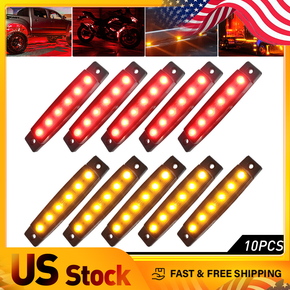 Amber Red Smoked LED Strip Running Light for Trailers - Waterproof Turn Signal Light - US Compatible