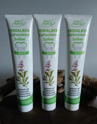 3x Himalaya Zahncreme Natur Hurtig Salbei Rosmarin Teebaum mentholfrei vegan