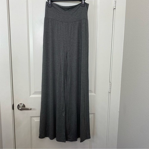 Pantaloni donna SUPPERLINE grandi tinta unita grigio gamba gaucho fascia arrotolabile morbidi casual - Foto 3 di 6