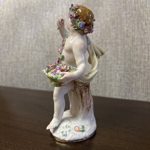 ANTIQUE MEISSEN PORCELAIN Cherub, Putti Allegory Of Spring- 5,5”- MINT - Picture 3 of 16