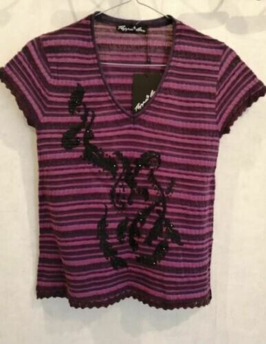 Pull violet acrylique brodé noir brillant T36 Peppa Lou (2204180) - Imagen 3 de 4