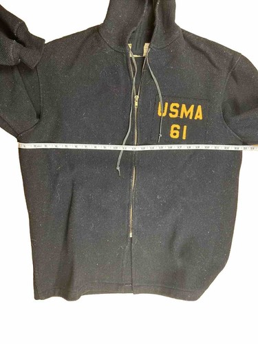 Cappotto giacca uomo lana full zip con cappuccio vintage 60 Cadet Store West Point USMA - Foto 8 di 9
