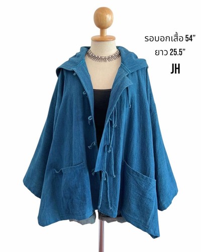 Hoodie Jacket Woman Thai Cotton Handwoven Back Embroidered by hand Long Sleeve - Picture 8 of 21