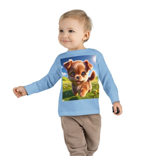 Adorable Puppy Toddler Long Sleeve Tee, Cute Dog Shirt, Kids Gift, Playtime - Picture 12 of 17