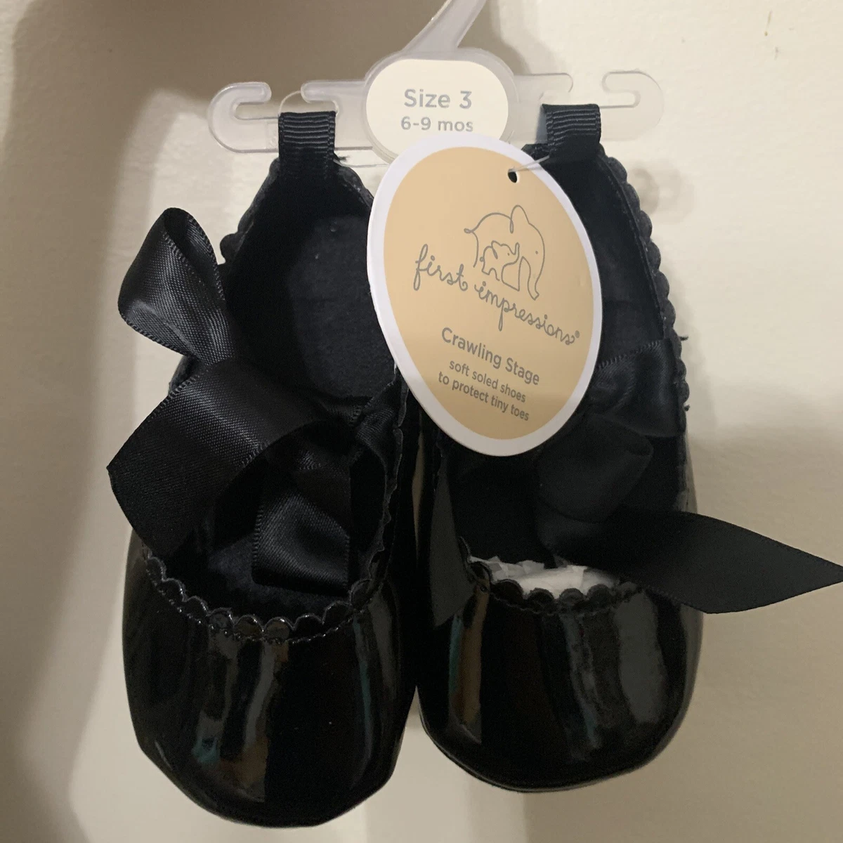 First Impressions Baby Girls Soft Sole Patent Black Dress Shoes