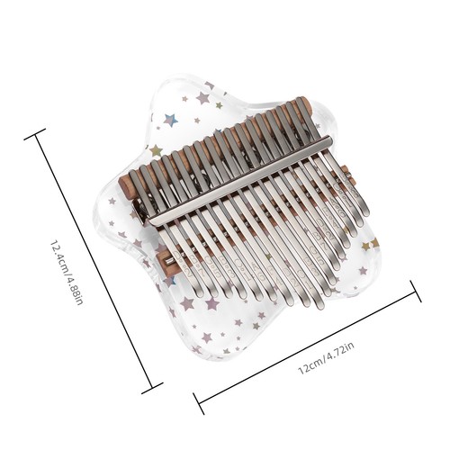 Portable 17 Keys Kalimba Mbira Acrylic Crystal Finger Thumb Piano Star Shaped - Picture 5 of 12