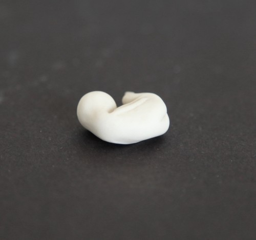EMBRYO Tiny Clay Ceramic Handmade White Figurine for HAPPINESS & GOOD FORTUNE - Picture 8 of 9