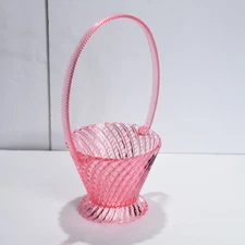Vintage Regaline Pink Plastic Basket with Handle Mid Century 10.5 inch USA #416
