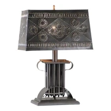 Rectangular Candle Mold Lamp with Shade in Smokey Black Tin