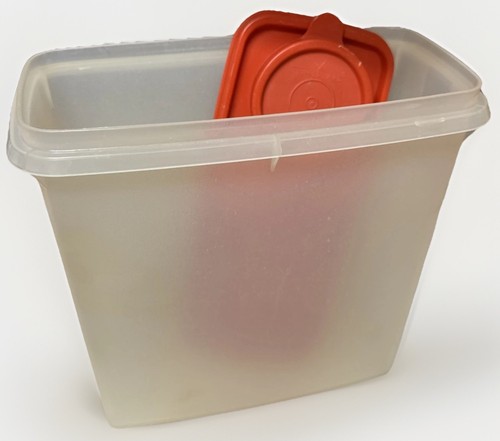 VTG Tupperware 8” Medium/Large Cereal Keeper Sheer White #469-9 W/ Red Lid Cap - Picture 11 of 11