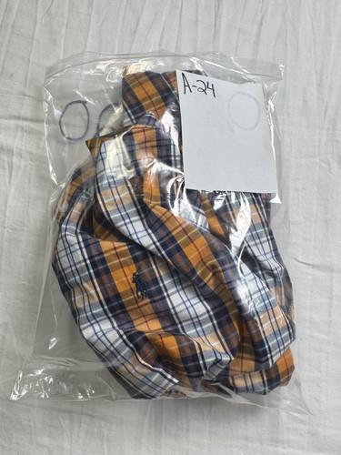 Polo Ralph Lauren camicia uomo 2XL arancione blu a quadri bottoni classici 2 cotone - Foto 12 di 12