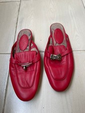 Hermes red leather Oz flats mules size 35 EU