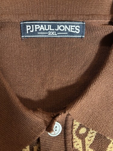 PJ Paul Jones Retro 70s Style Button Knit Shirt Men 2XL Preppy Rockabilly Disco - Picture 3 of 7