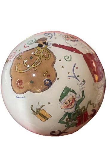 Vintage Pier 1 Li Bien Babbo Natale ed Elfi Vetro Decorazione Natalizia NUOVO - Foto 4 di 8