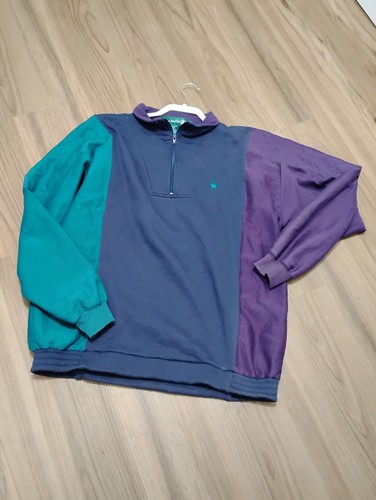 Vintage Knights Of The Round Table Herren Colorblock Pullover Polo Sweatshirt XL - Bild 5 von 13
