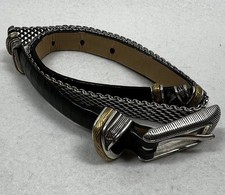 Brighton Brown Leather Belt Silver  Brass Size M 30  Heavy Decoration