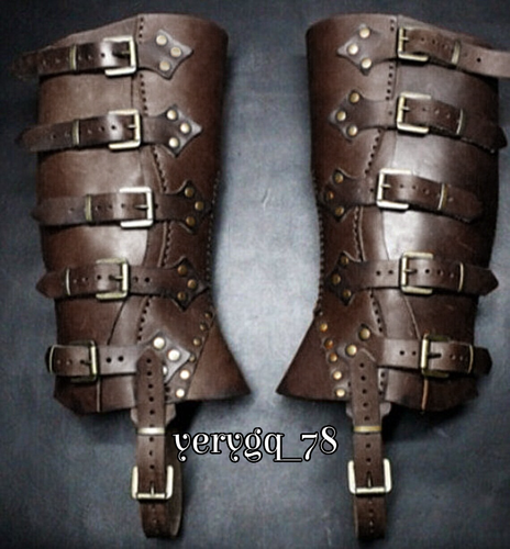 Mittelalter Wikinger Piraten Ritter Cosplay lange Stiefel Schuhüberzieher Schienbeinschutz Requisiten - Bild 7 von 15