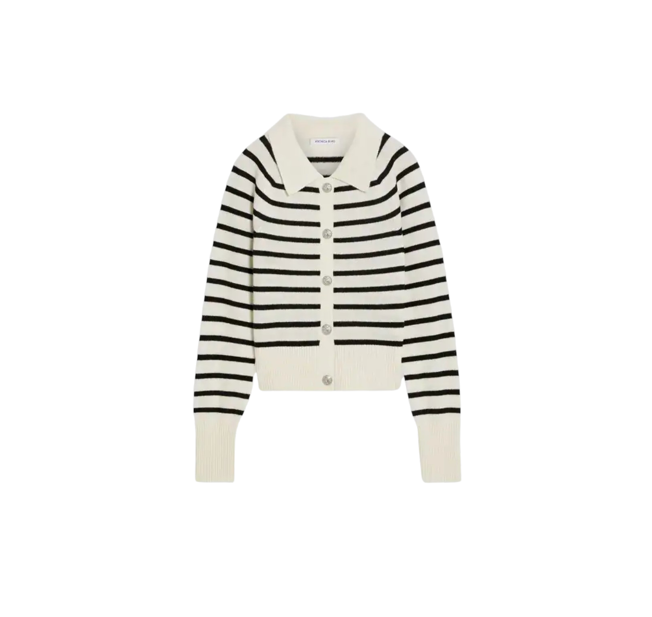 Veronica Beard Cheshire Cardigan Sweater Womens Small Black Cream Cashmere Knit