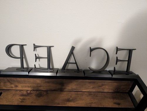 Pottery Barn PEACE Holiday Stocking Holders (5) Pieces Metal Christmas - Picture 5 of 14