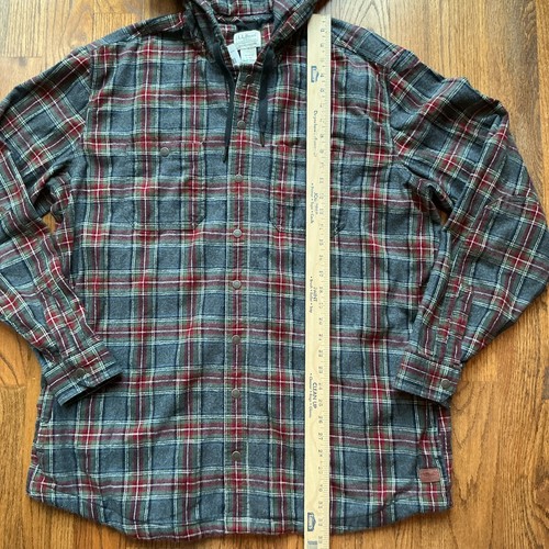 New L.L Bean Men Flannel Jacket Shirt, Hooded, Snap, Slightly Fitted Sz XL Tall - Picture 3 of 15