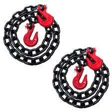 2PK 1/2"X6' Transport Binder Chain Grade 80 Tow Chain Grab Hooks 12,000 LBS WLL