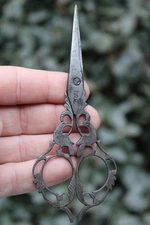 Antique 19th Century Victorian Steel Embroidery Bird Sewing Scissors, Signed: S