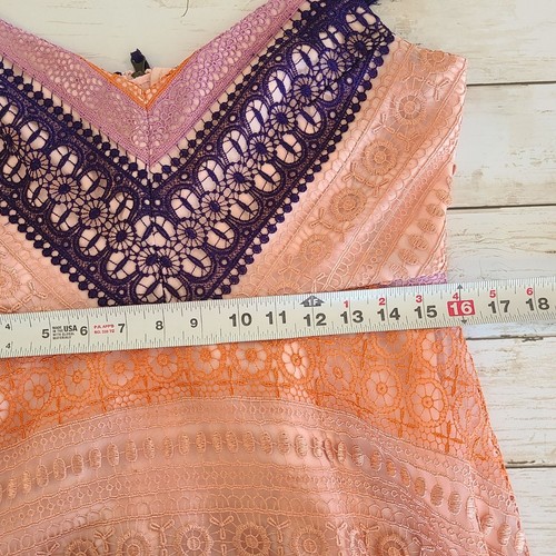 Vestido Anthropologie Maeve Encaje Verano Casa Midi 10 Femenino Naranja Rosa Púrpura - Imagen 9 de 10