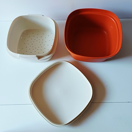 TUPPERWARE Konvolut orange, 2 x großer Krug oder Krug + Dose, 70er Jahre Vintage - Bild 8 von 9