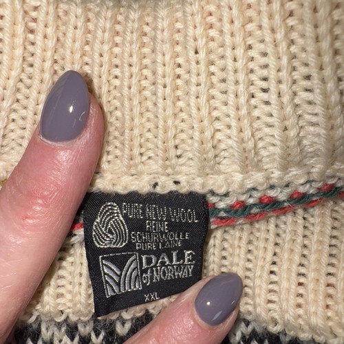 DALE OF NORWAY Vintage 70’s Sweater Mens 2XL Cardigan Wool Fair Isle Knitted - Picture 6 of 18