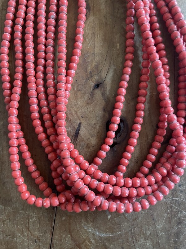 Antique Vintage Red Glass Beads  (necklace with 7 strands) African Trade