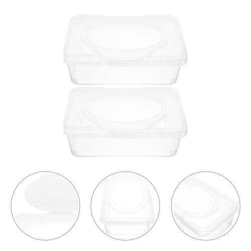 Caja de toallas de limpieza dispensadora dispensadora de toallitas húmedas de viaje para almacenamiento para bebés de 2 piezas - Imagen 2 de 12