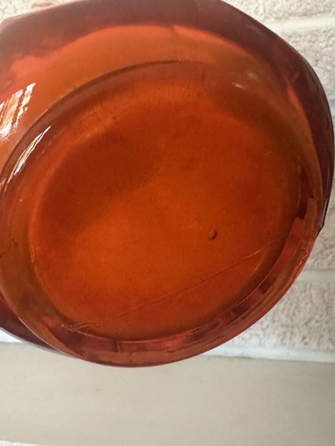VTG MCM LE SMITH SIMPLICITY RIBBED Red/Orange Amberina 13.5” SWUNG Vase 8 Finger - Picture 4 of 18