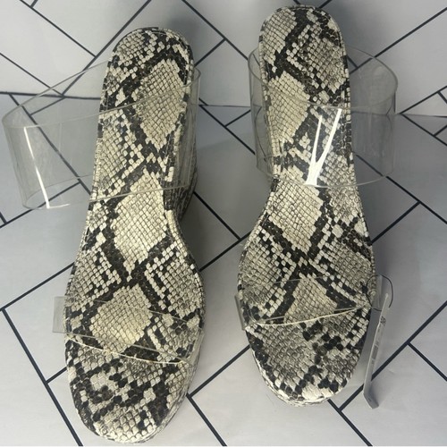 NWT, Express Snakeskin Print Wedge Heels With Clear Strap—Size 8 - Picture 4 of 8