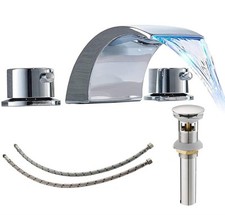 BWE 8 Inch Widespread Bathroom Faucet Modern with Pop Up Drain Assembly with...